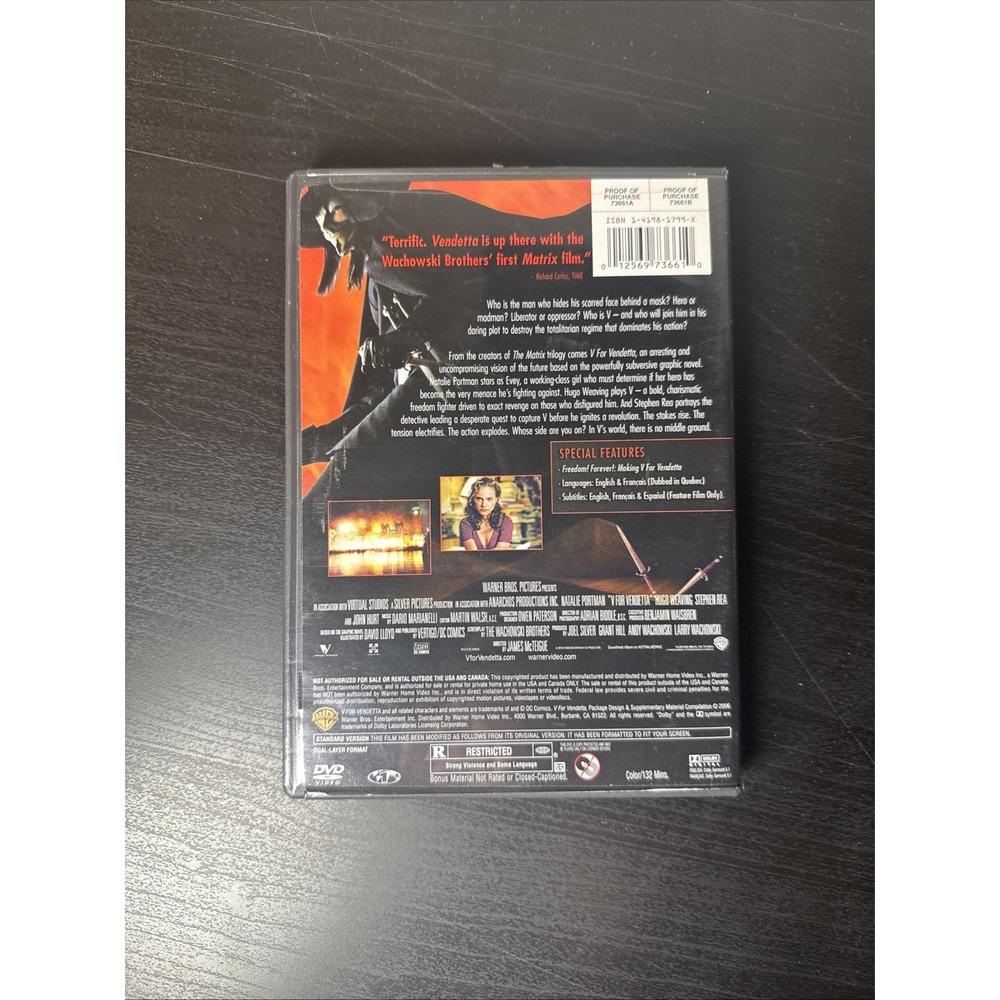 V for Vendetta (DVD, 2006) Full Screen - Picture 2 of 4